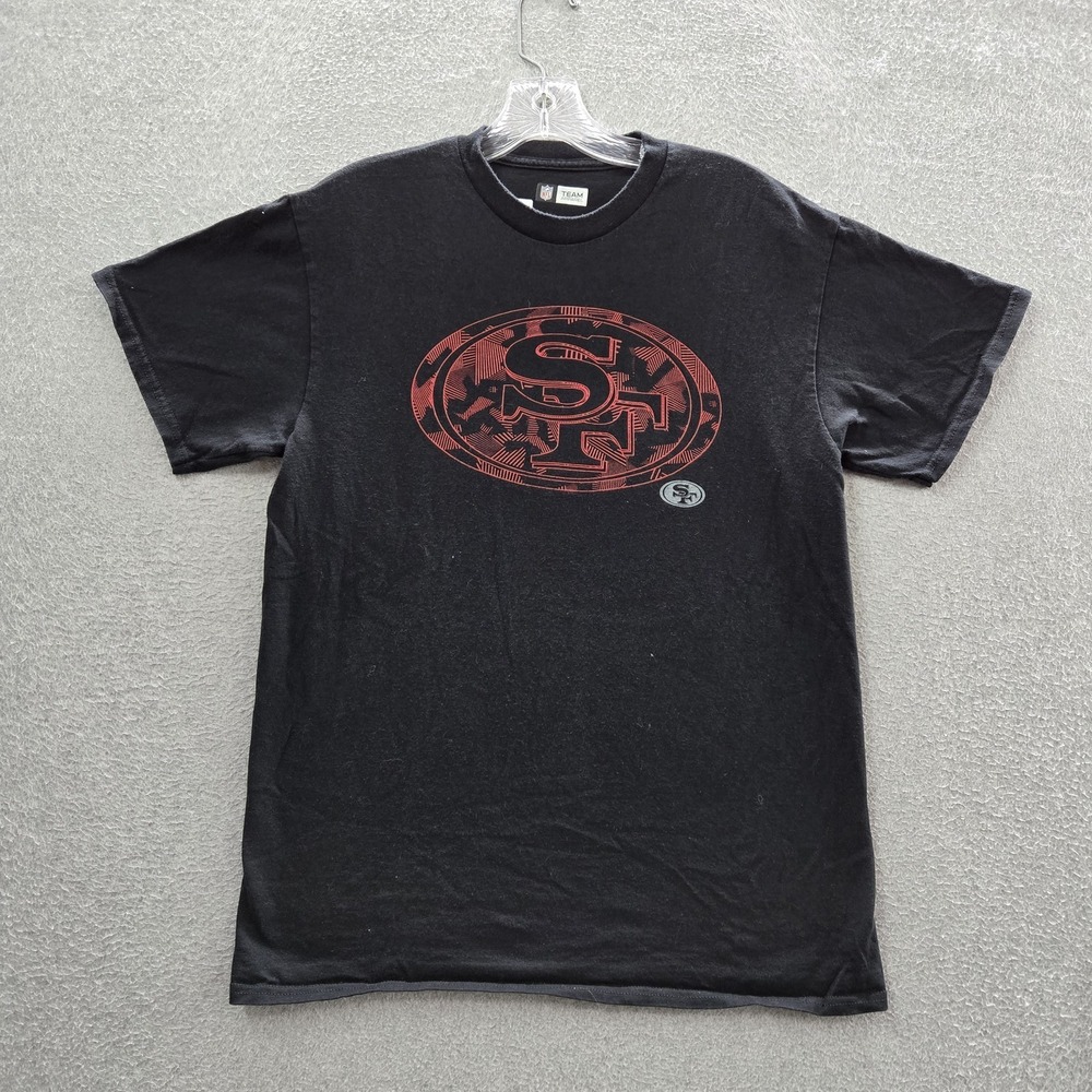 San Francisco 49ers Men Shirt M Black Graphic Logo Activewear Short Sleeve